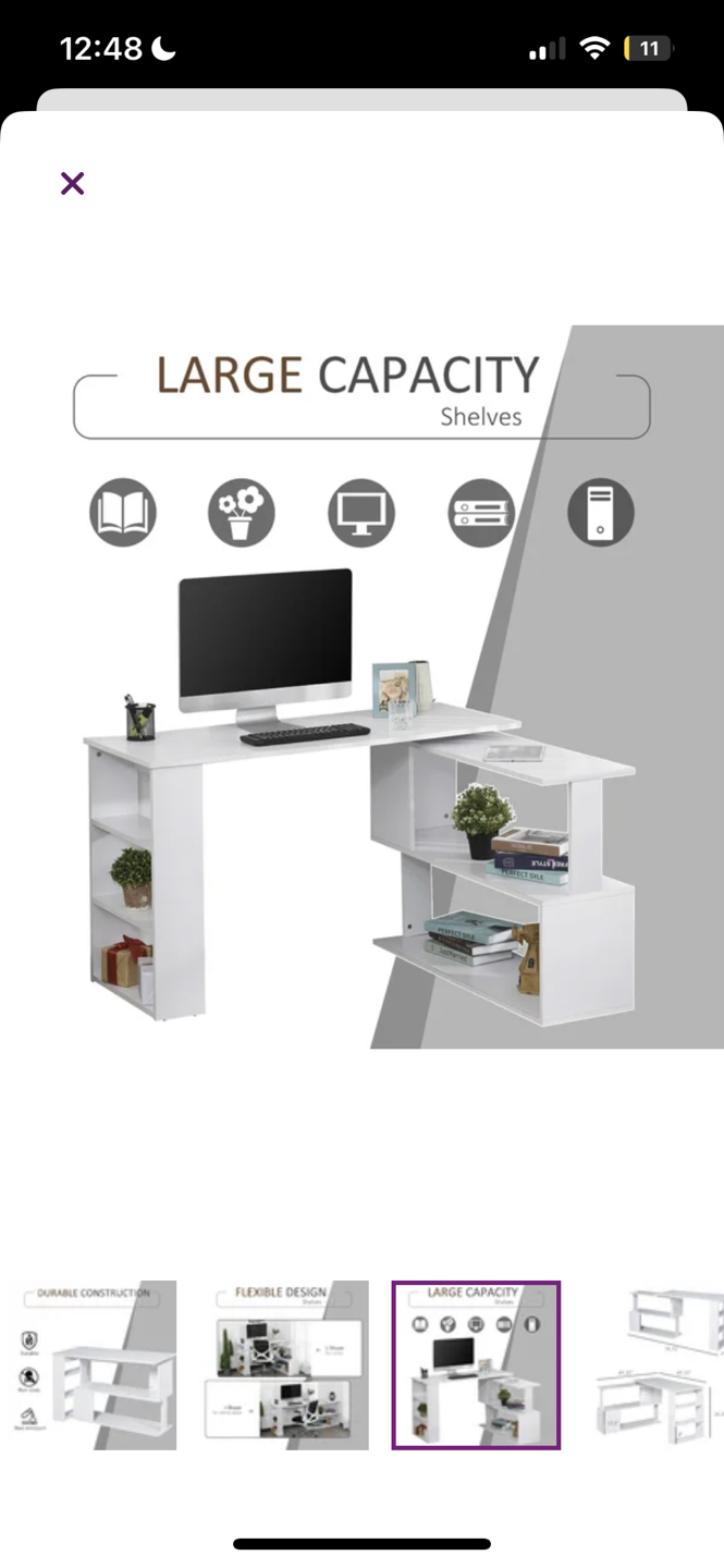 Lengby L-Shape Credenza Desk (White) - photo 4