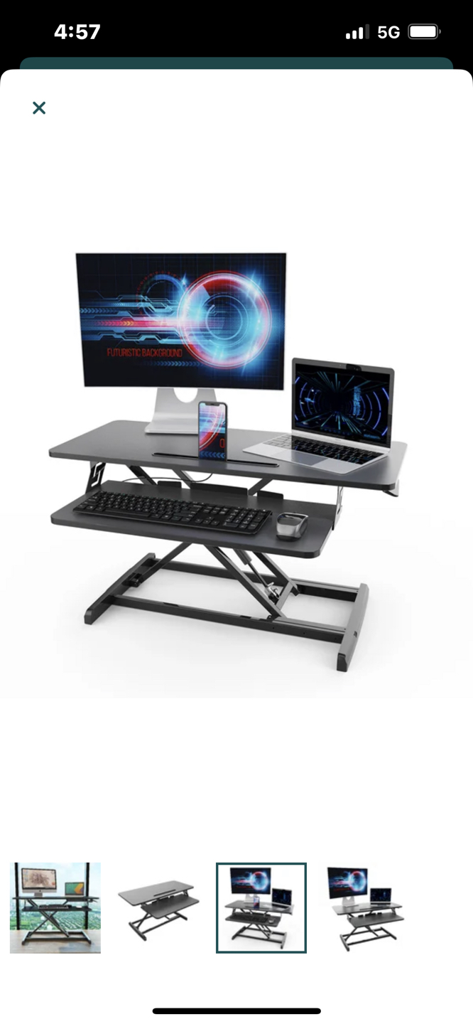 Height Adjustable Standing Desk Converter (black) - photo 4
