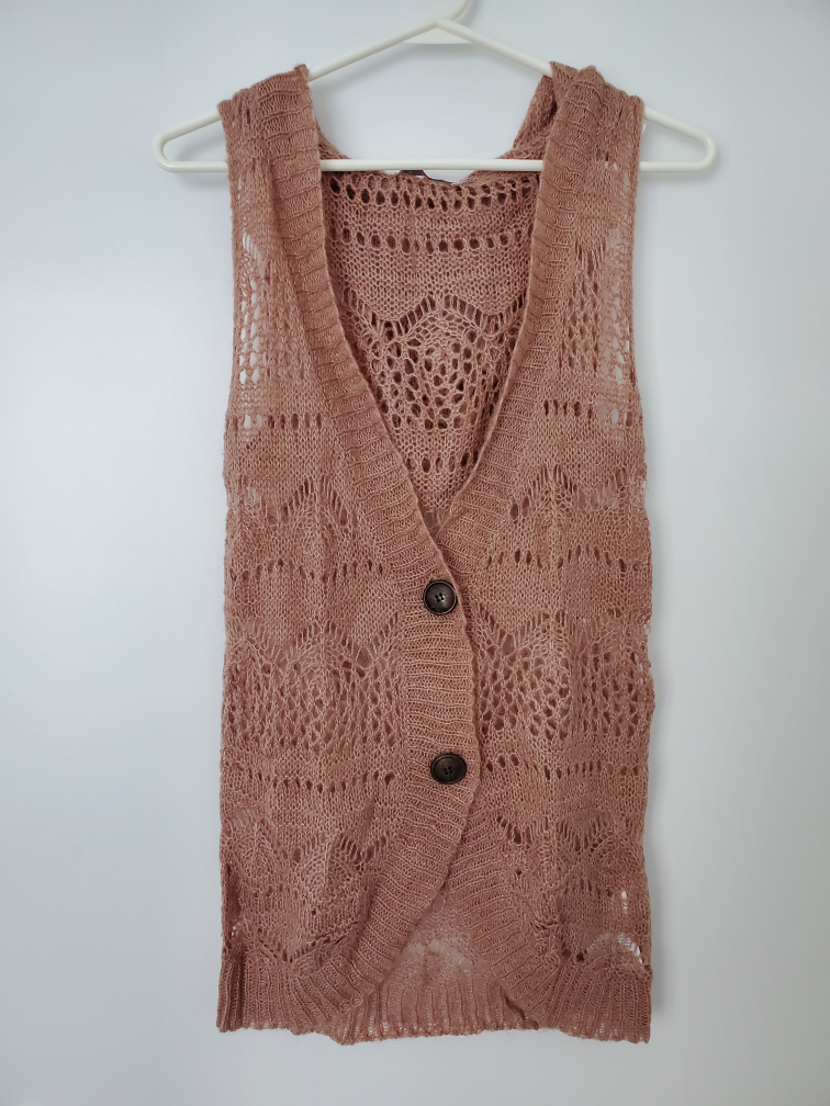 Dusty Pink Sleeveless Cardigan