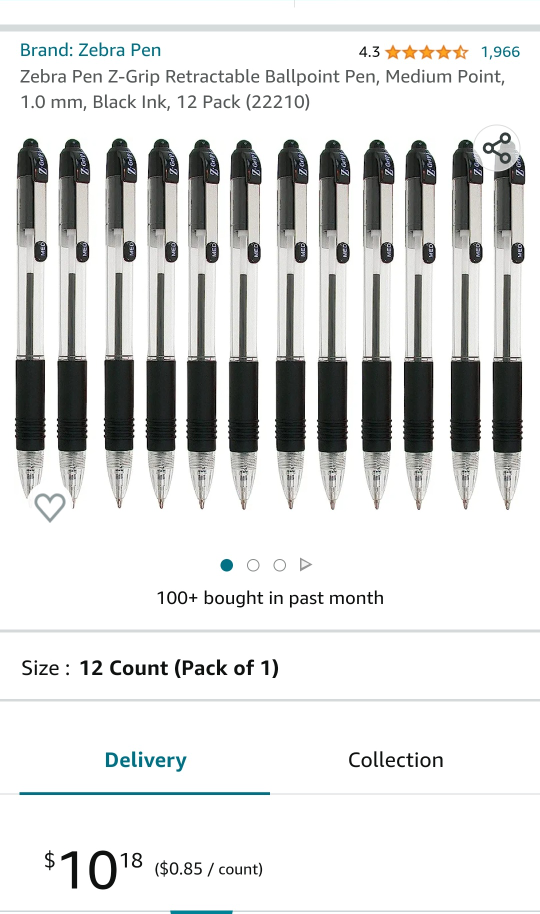 Zebra Pen Z-Grip Retractable Ballpoint Pen /each box image indicator(4)