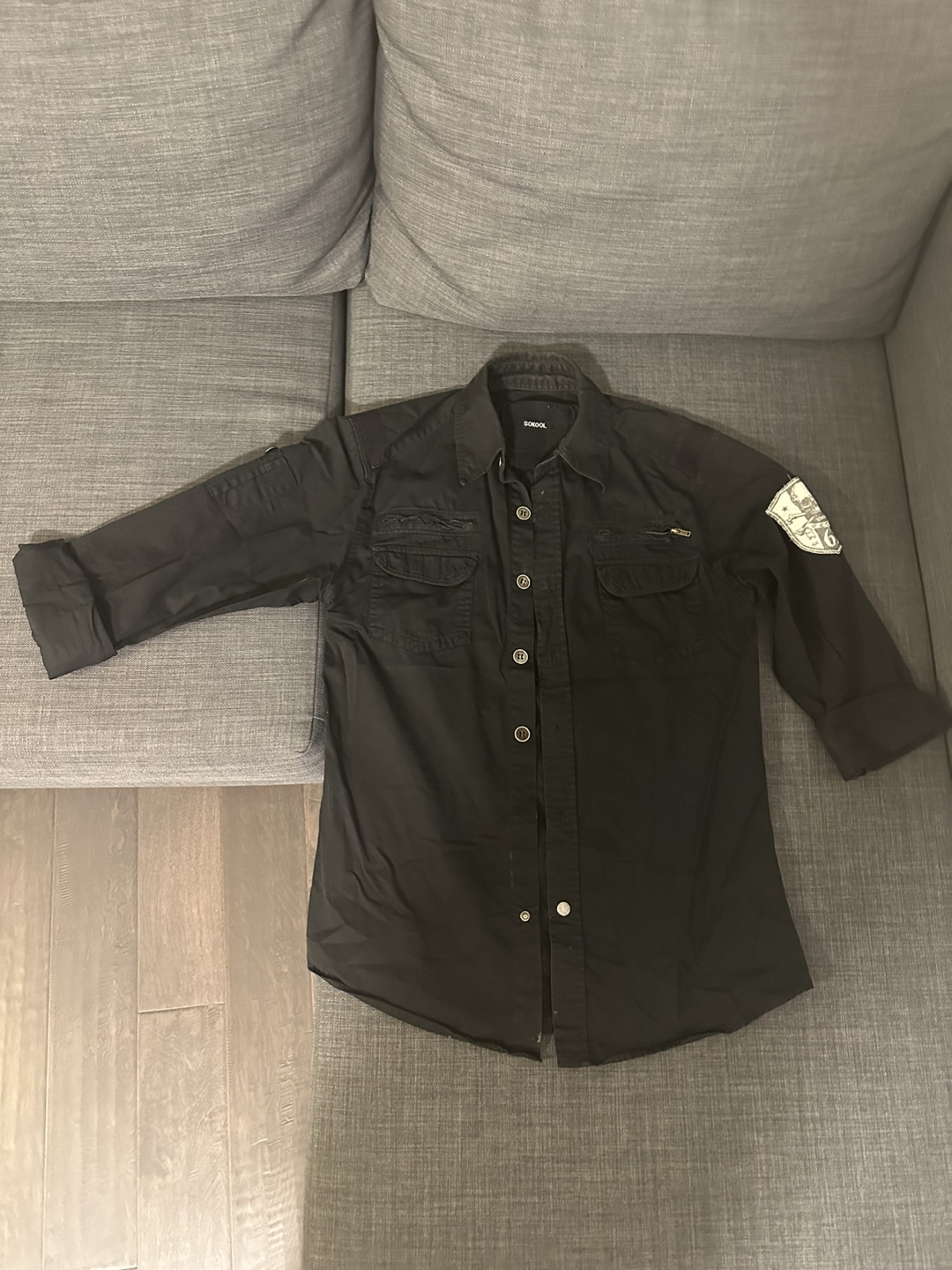 Skull Designed Black Dress Shirt