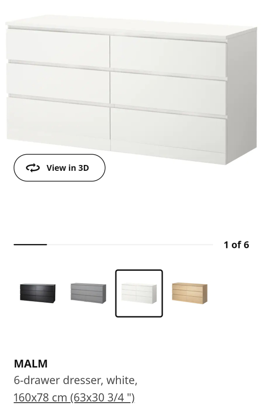 White IKEA MALM dresser - photo 3