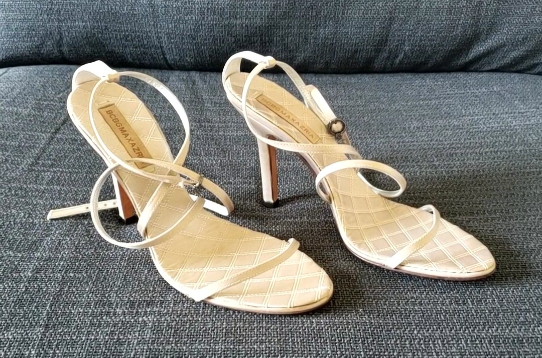 BCBGMaxAzria Strappy Sandals (Metallic, Leather), New thumbnail