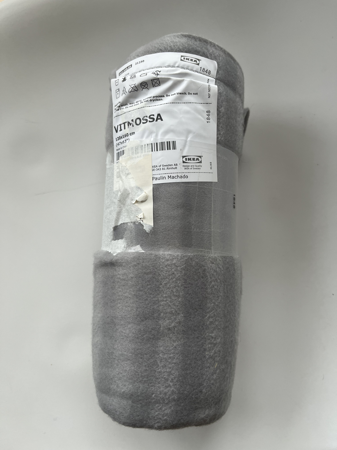 In packaging Ikea throw