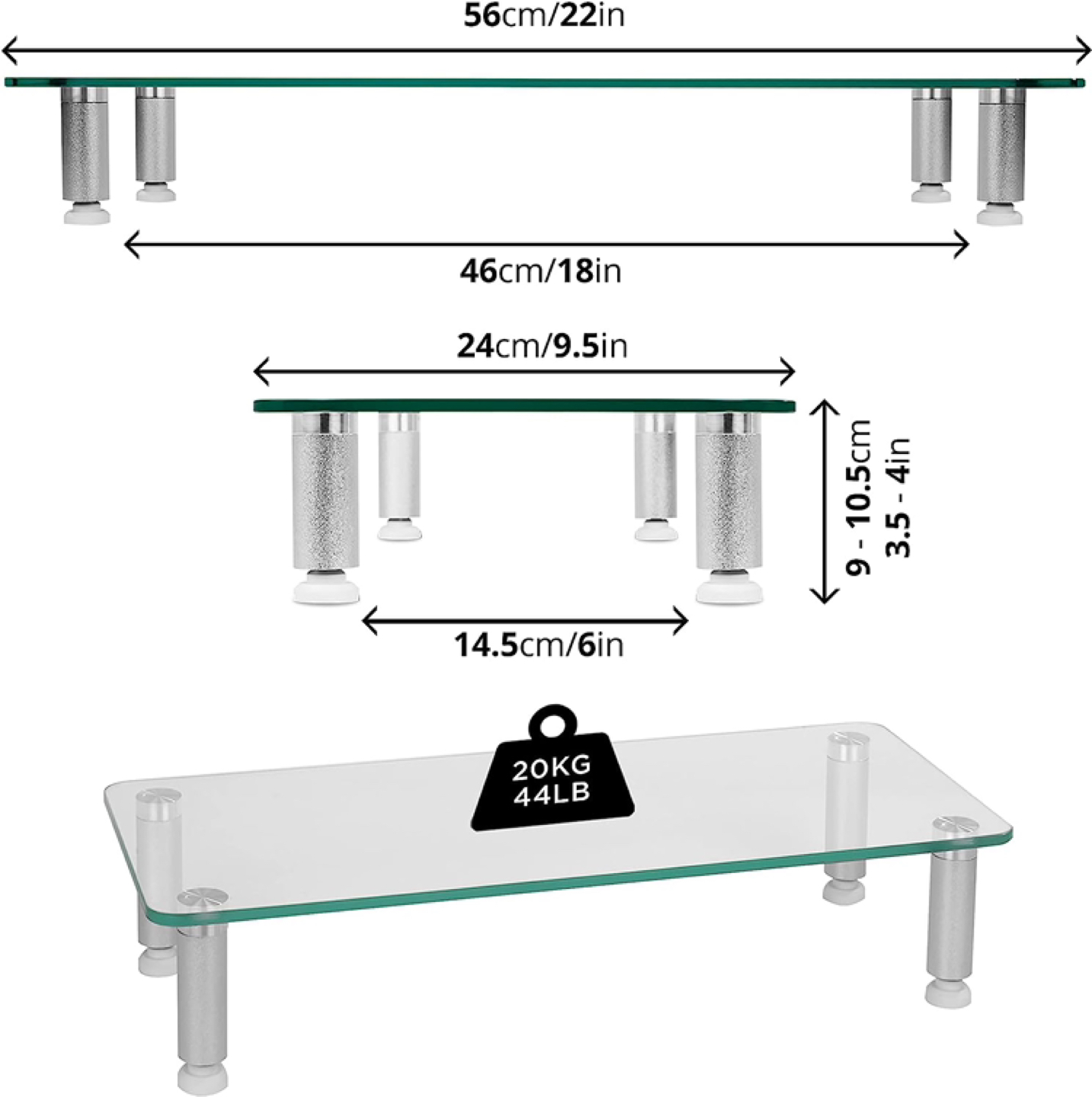 Clear Glass Stand Riser for PC Computer Monitor/Laptop and TV - photo 2