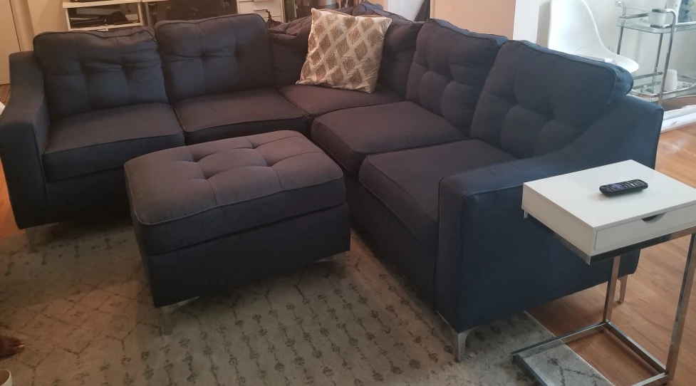 Blue comfy Sectional & Ottoman