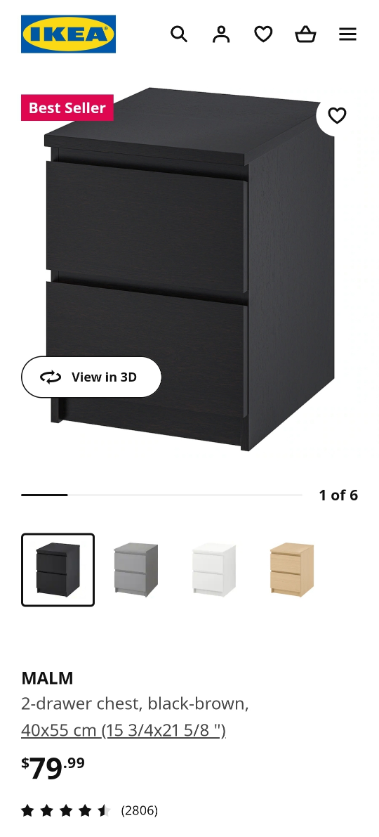IKEA MALM - 2 drawer chest /side table  (Brand new - unopened)
