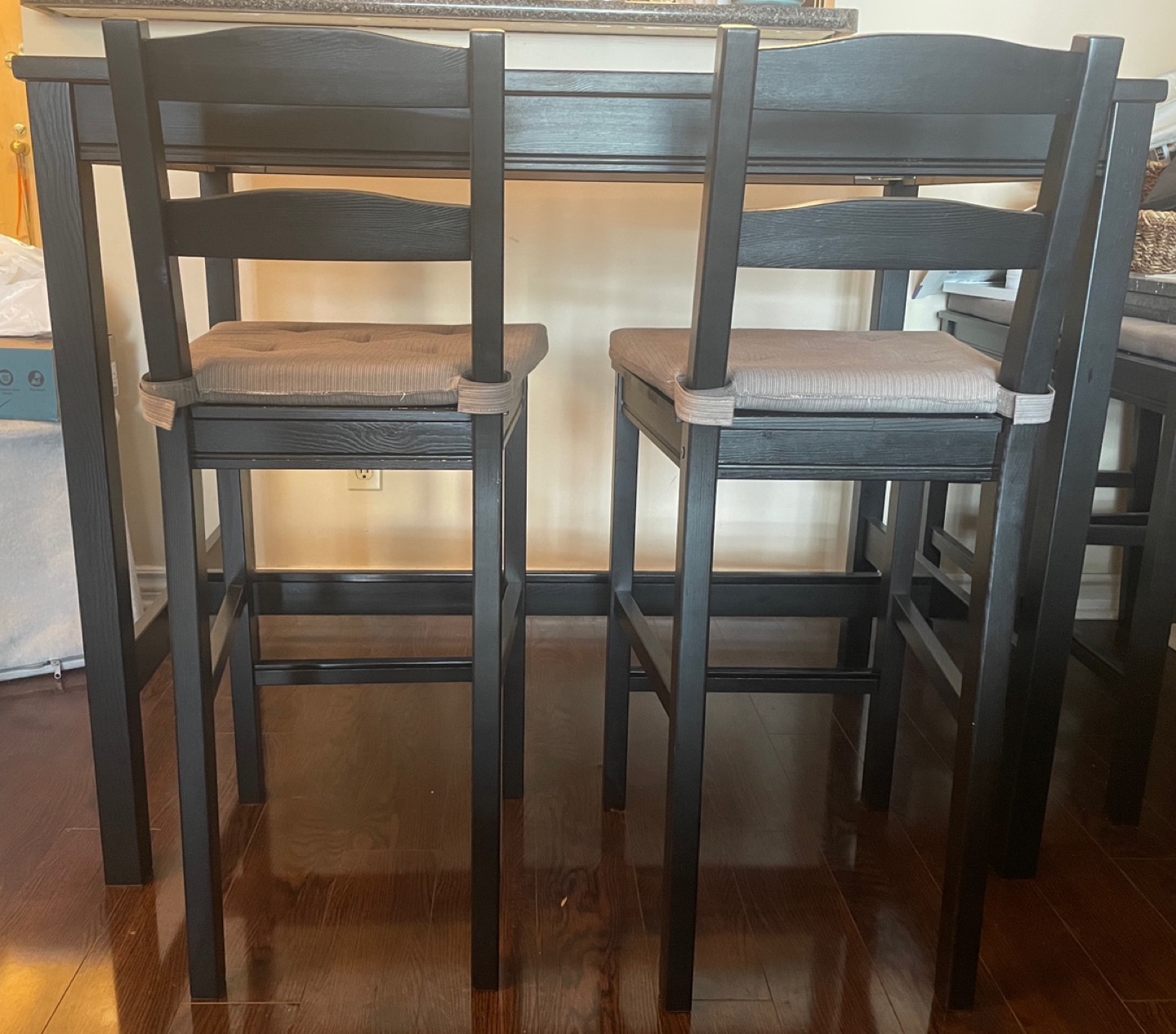 Ikea high dining table with 4 chairs and seat cushins - photo 2