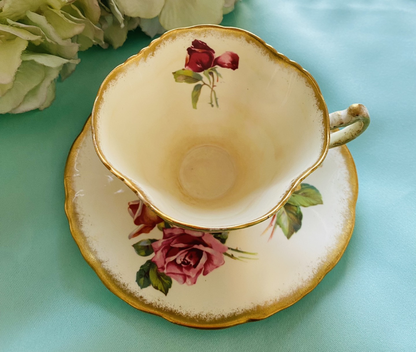 Vintage bone china rose tea cup set, made in England. image indicator(3)