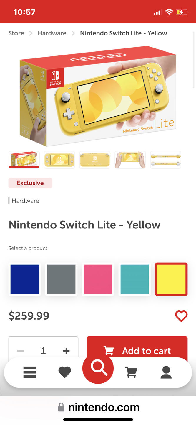 Yellow Nintendo switch lite thumbnail