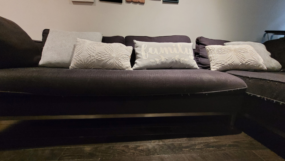 Black right side sectional sofa with silver metal legs $200 obo - photo 3