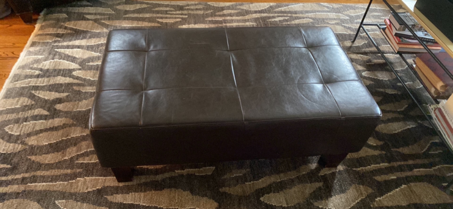 Brown Faux Leather Ottoman - photo 3
