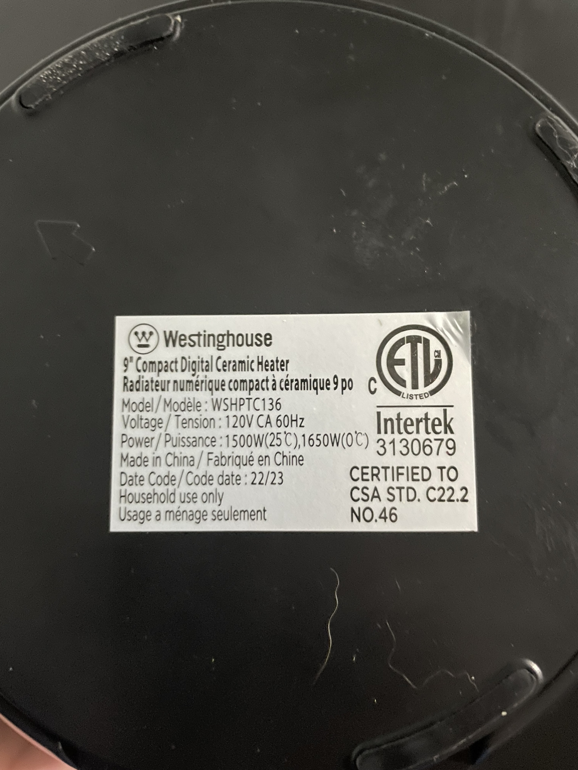 Westinghouse 9" Compact Digital Ceramic Heater - photo 2