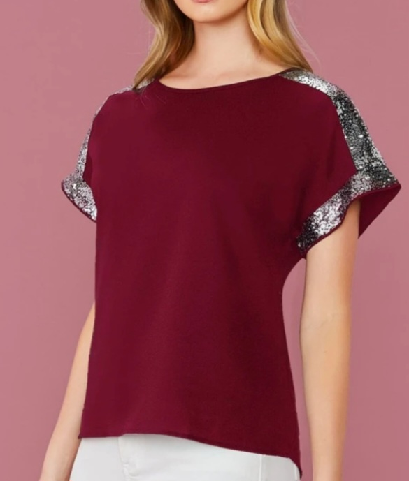 Contrast sequine sexy shirt image indicator(2)
