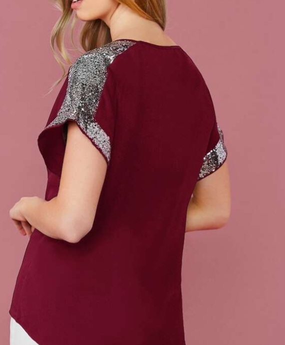 Contrast sequine sexy shirt image indicator(3)