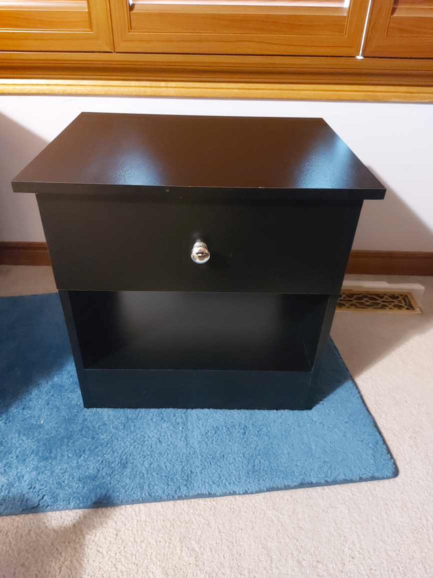 Black Nightstand One Drawer Open Bottom thumbnail