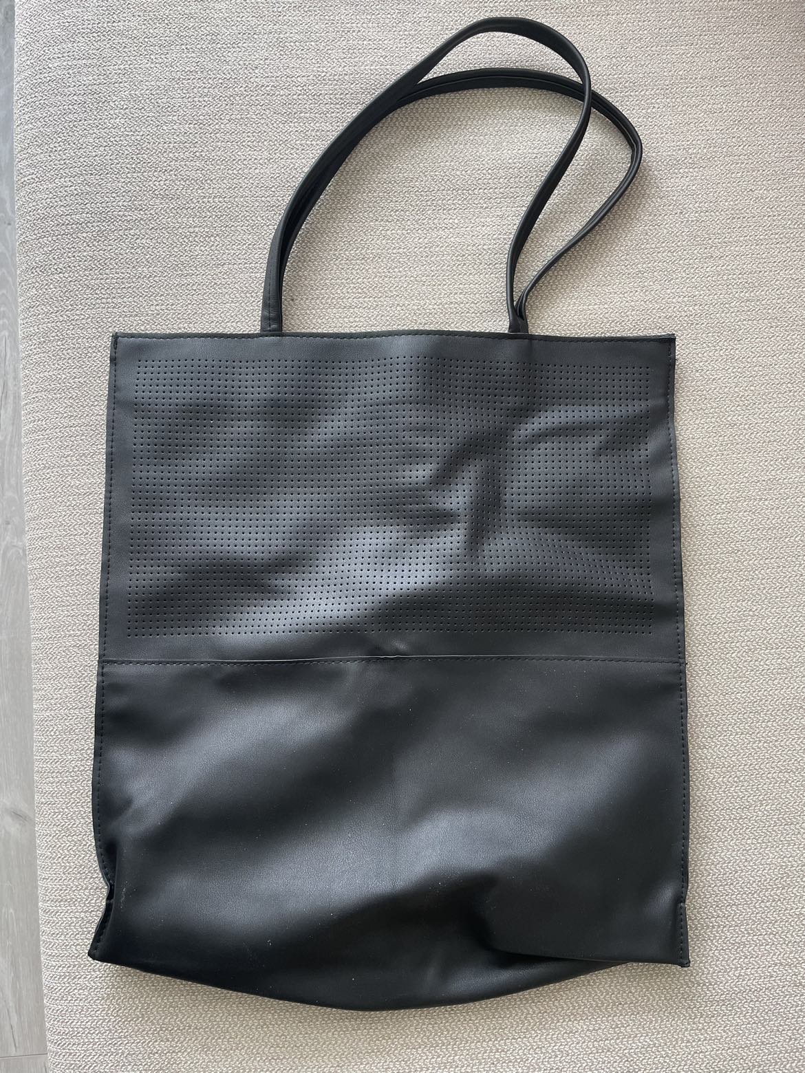 A leather handbag