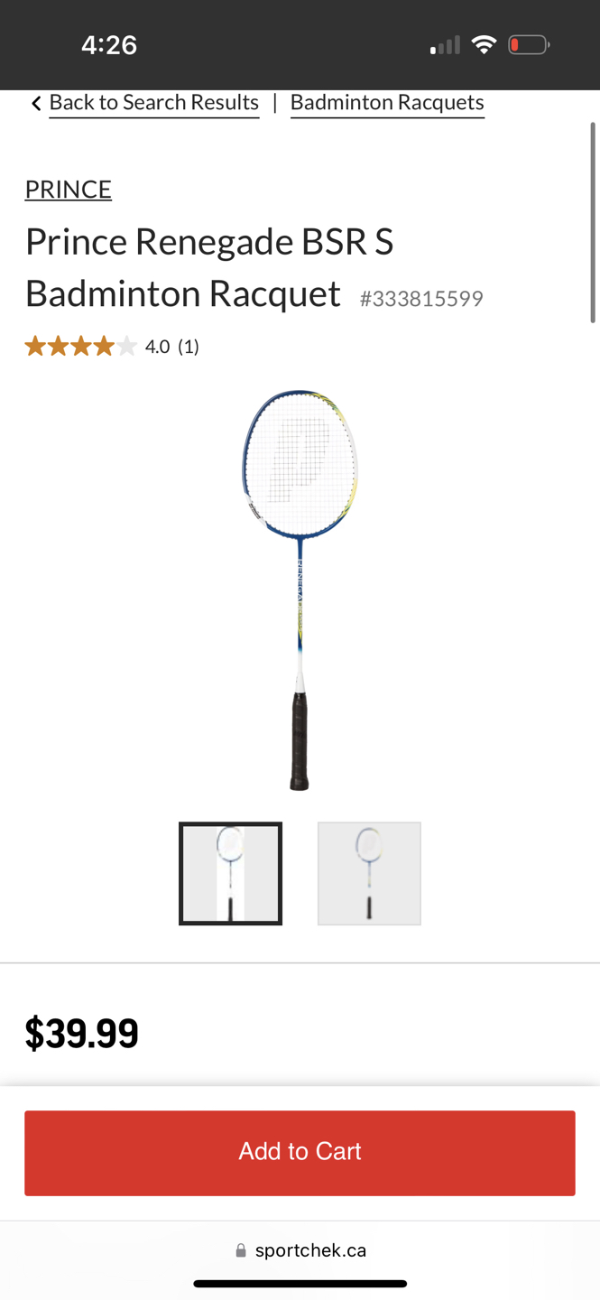 Prince badminton racquet