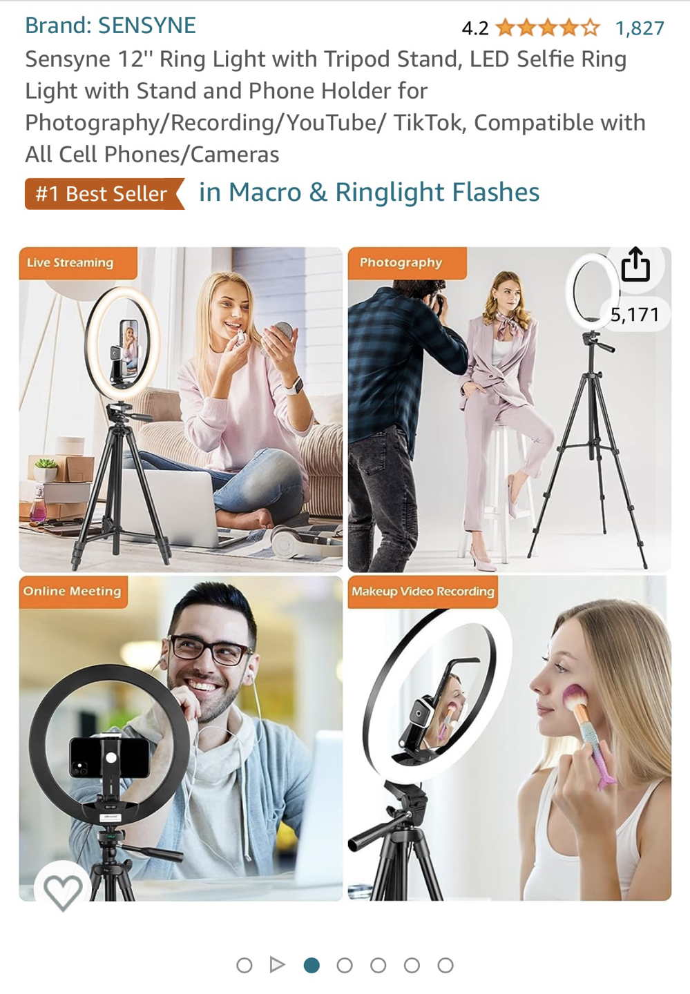 12” ring light with tripod stand - photo 2