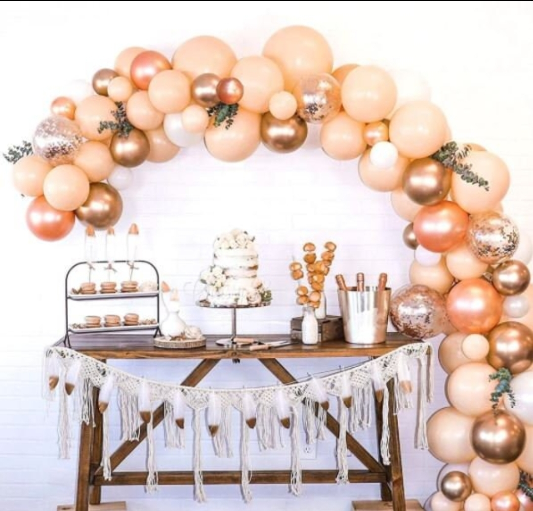 100pcs Peach Rose Gold Metallic Confetti Balloon Garland
