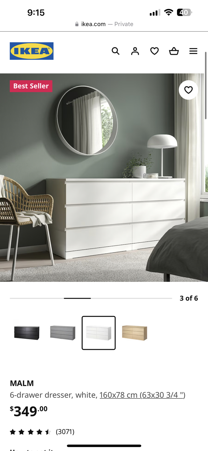 Ikea Malm 6 drawer dresser - photo 2