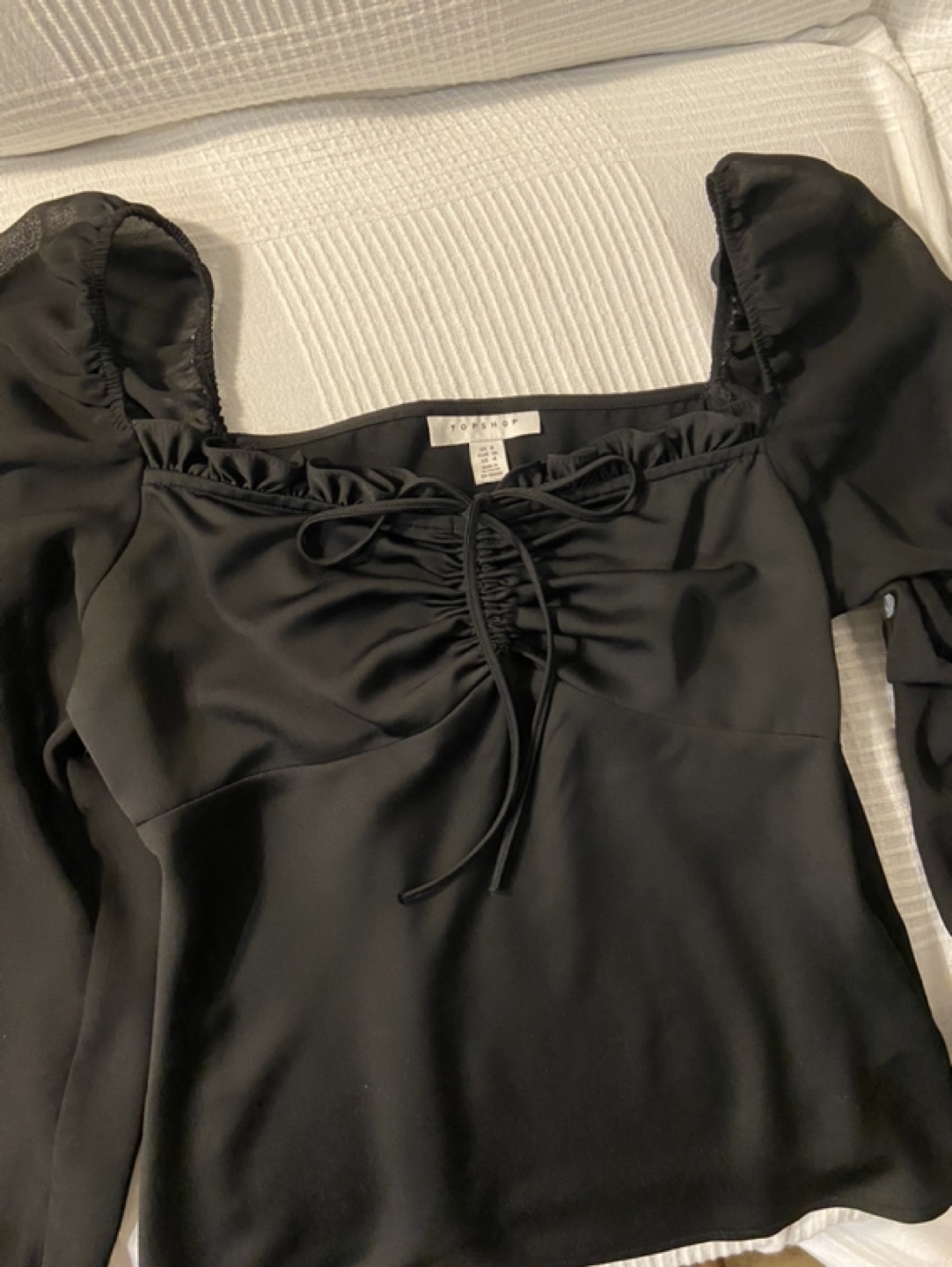 Topshop black sweetheart neckline blouse thumbnail