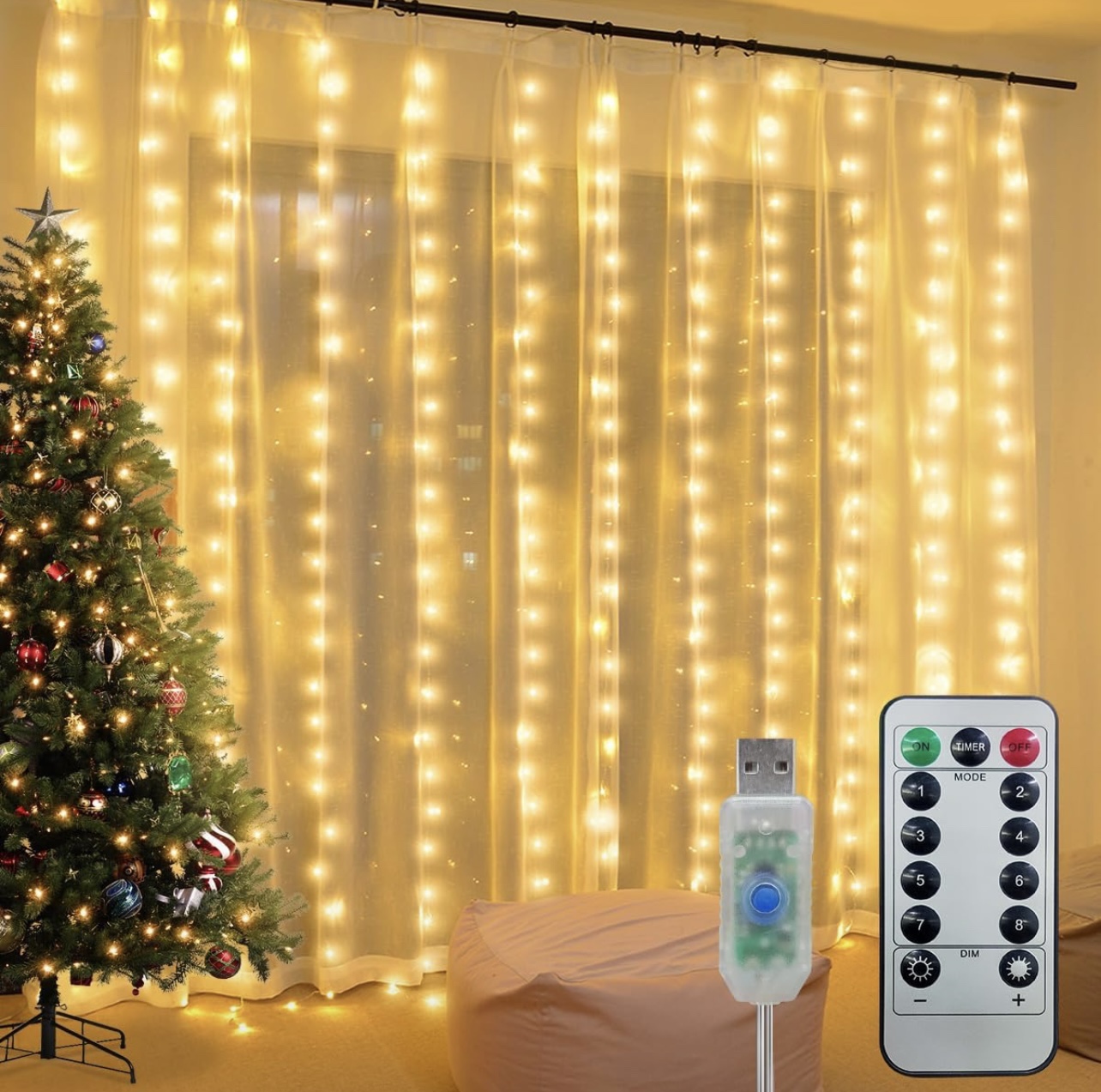 300 LED Curtain Lights, Fairy Lights for Bedroom, String Lights thumbnail