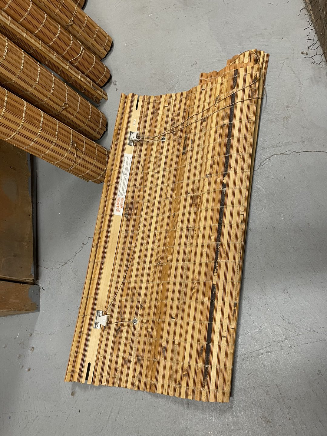 4 Bamboo Blinds, handcraftes lights and shell curtain