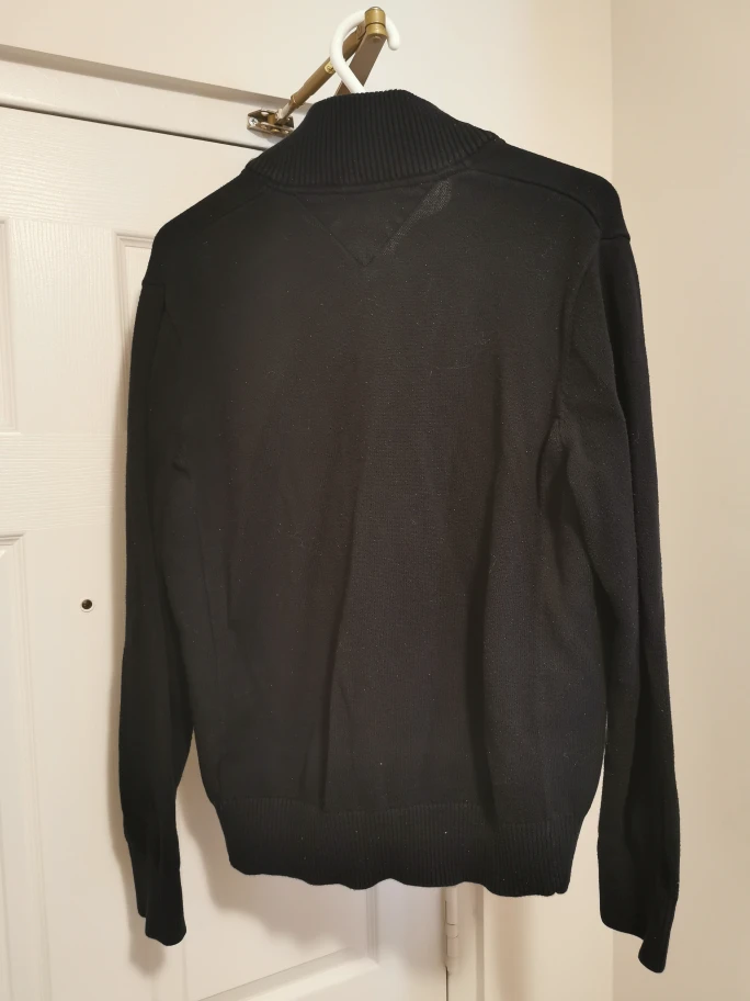 Black Tommy Hilfiger Collared Zip up Sweater image indicator(3)