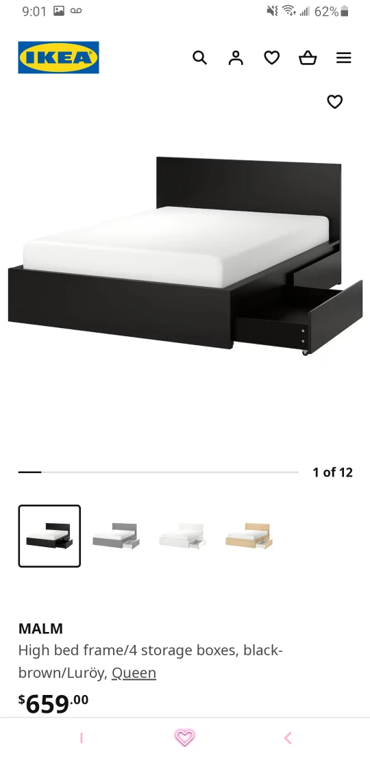 moving sale .ikea queen size wood bed frame with storage thumbnail