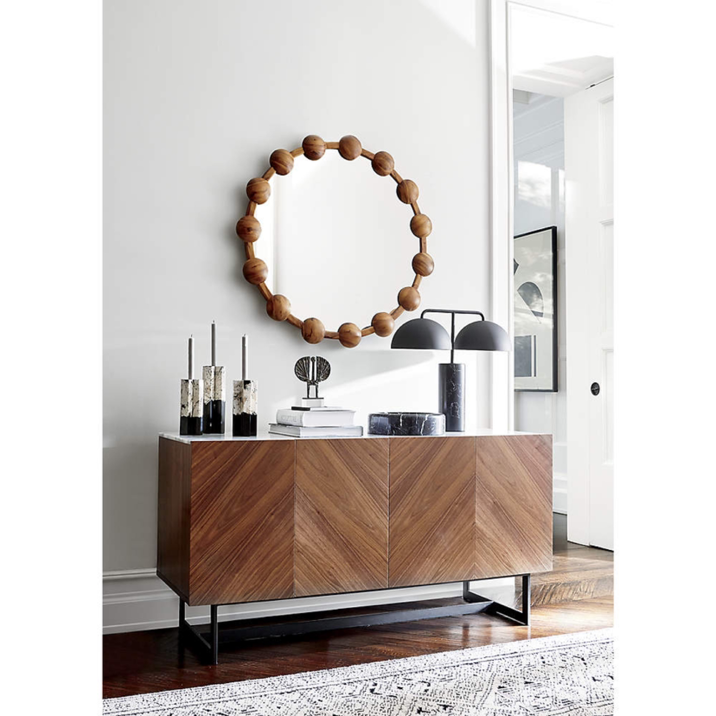 CB2 marble/walnut wood media console - photo 5