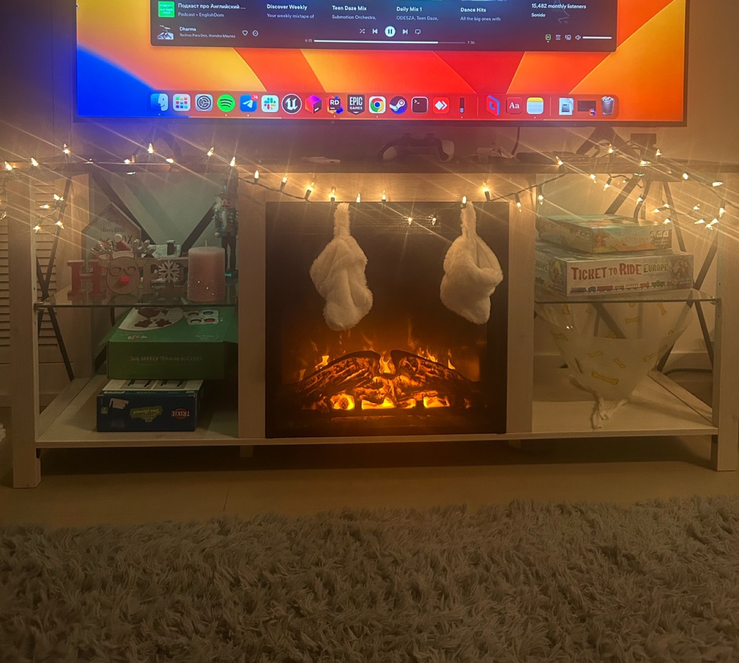 Rolanstar Fireplace TV Stand 55" with Led Light thumbnail