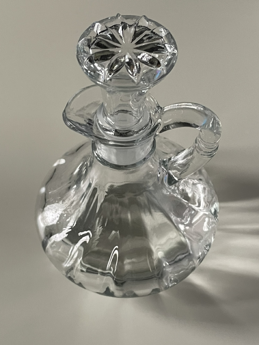 Cute glass carafe with cork, 6” high image indicator(4)