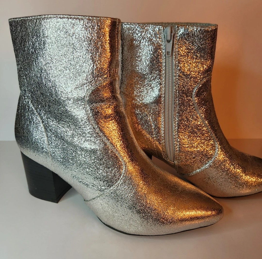 FABULOUS GLOWING SILVER MOD/ANKLE BOOTS SIZE 6 image indicator(4)