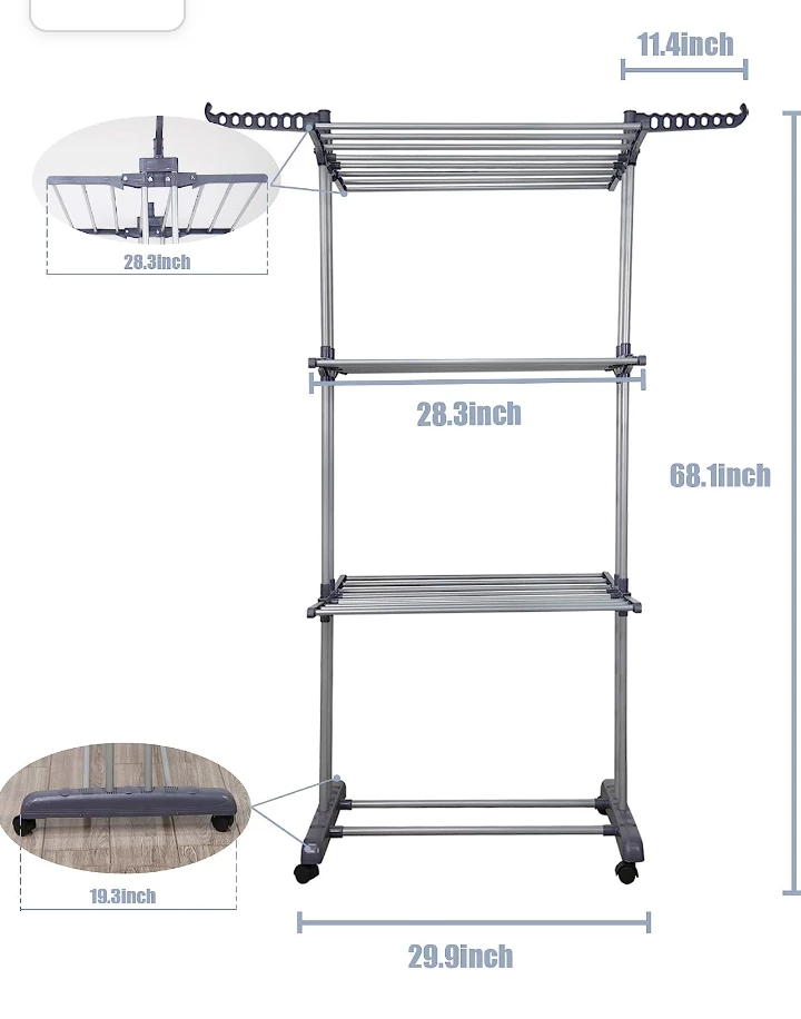 3 tier rolling drying rack - photo 4