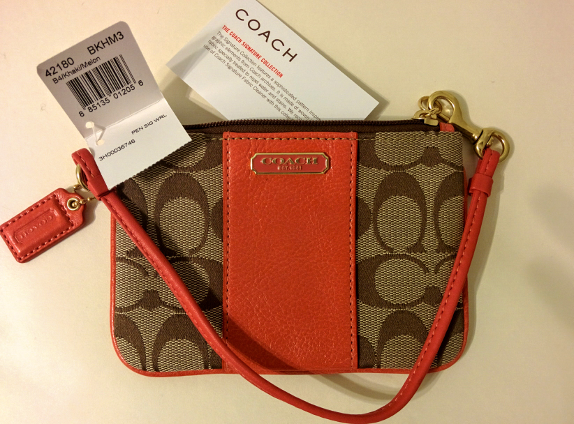 Coach Signature Canvas Stripe Wristlet