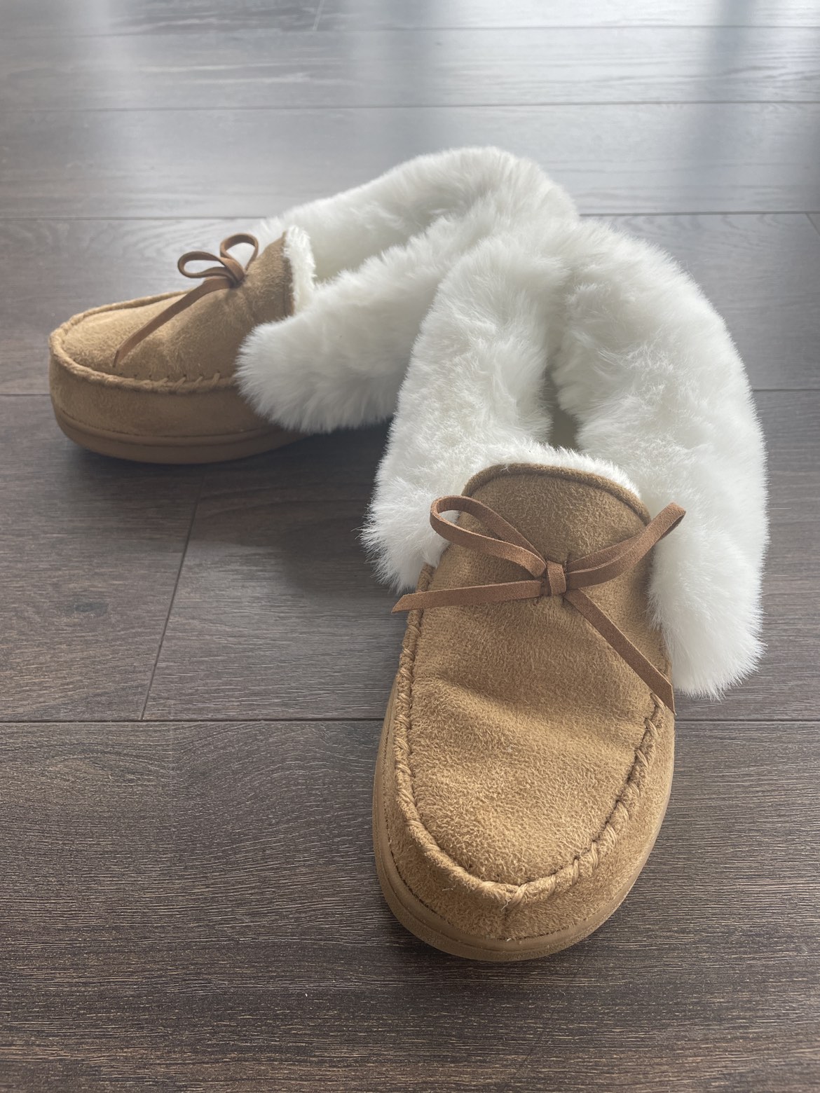 Faux fur lining slip on shoes