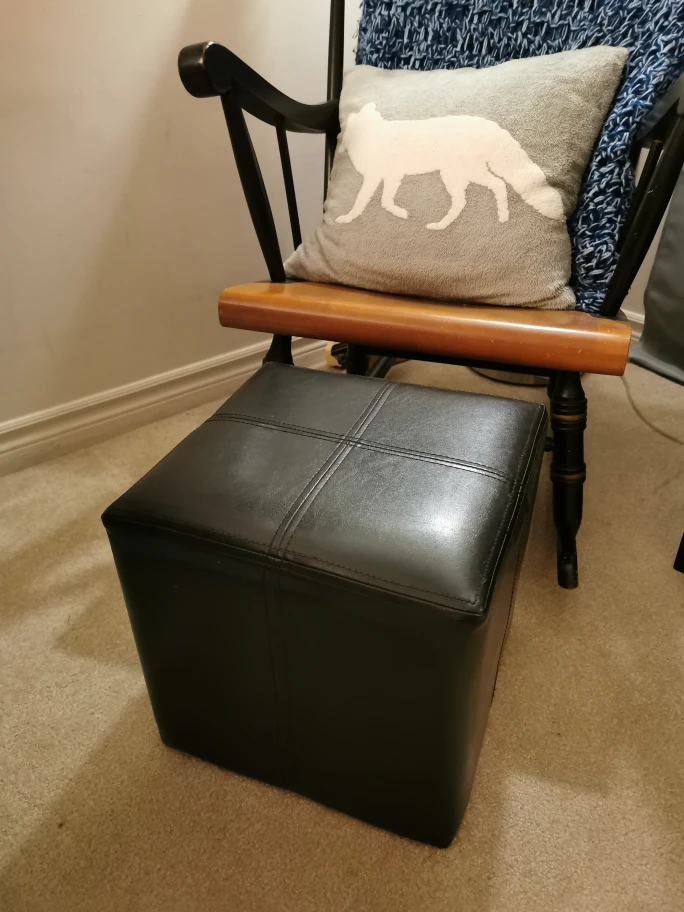 Black Faux Leather Footstool thumbnail