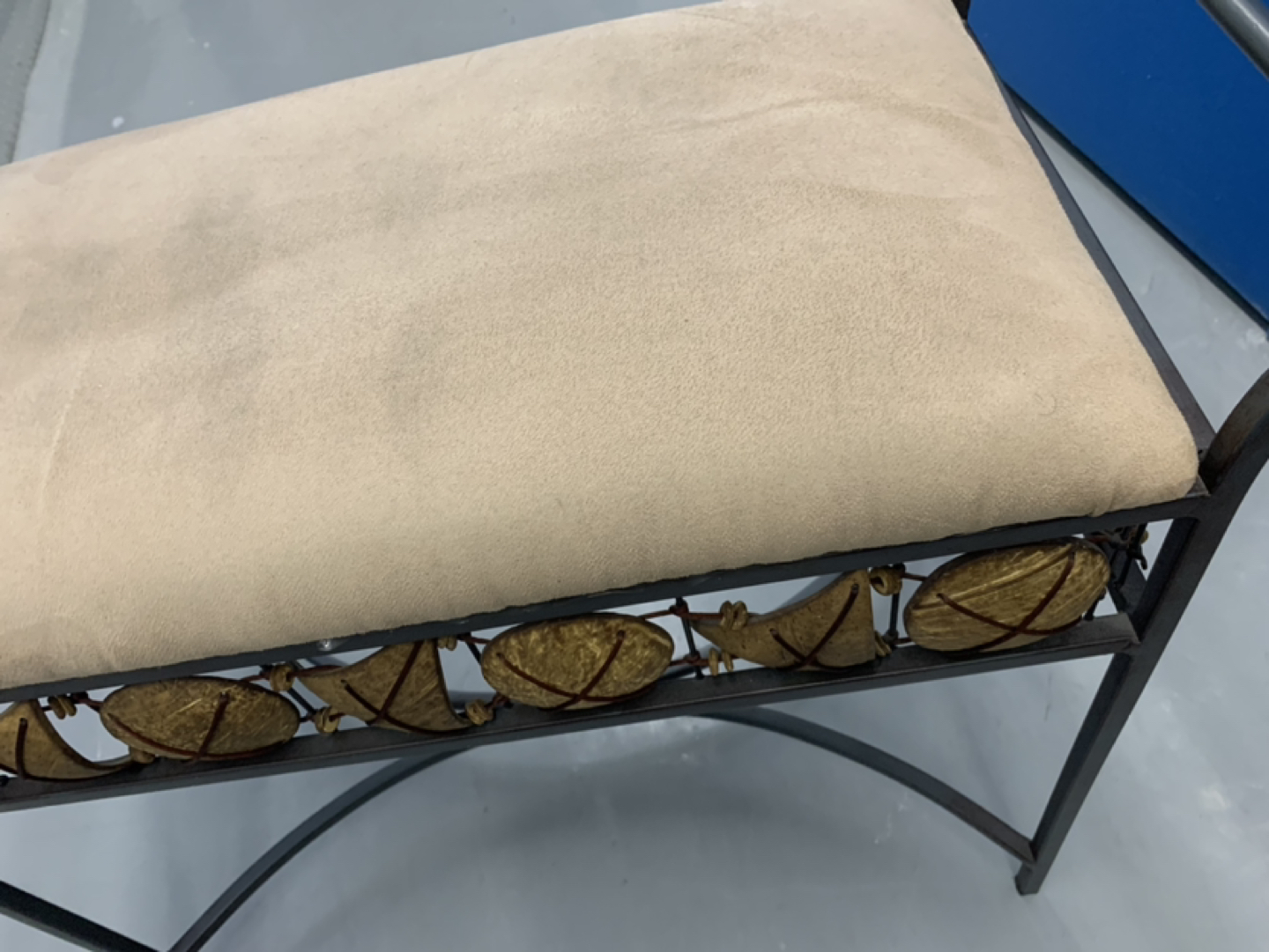 Suede & Iron Bench