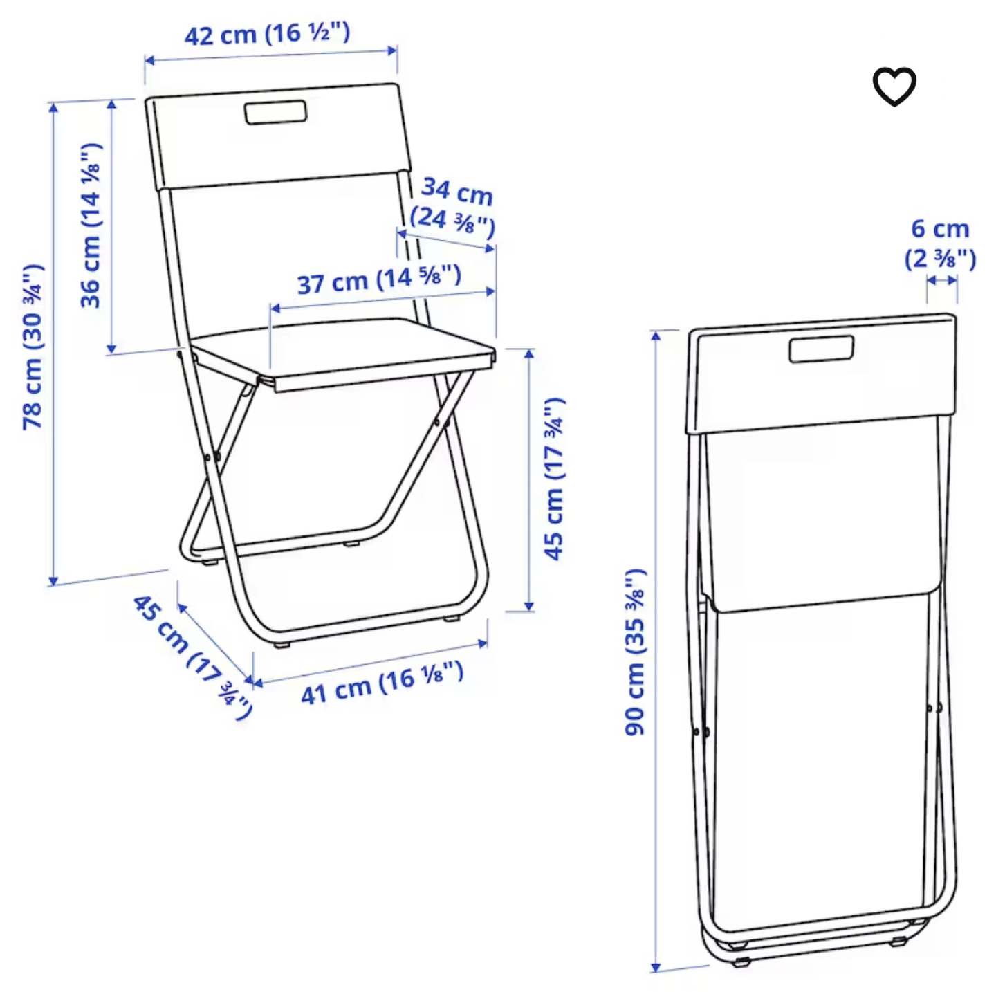 IKEA Folding Chair, Black - photo 3