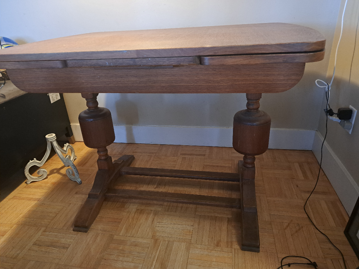 vintage oak slide-leaf table