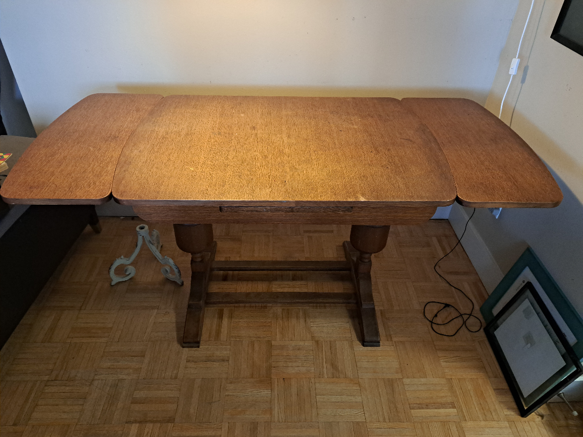 vintage oak slide-leaf table - photo 3