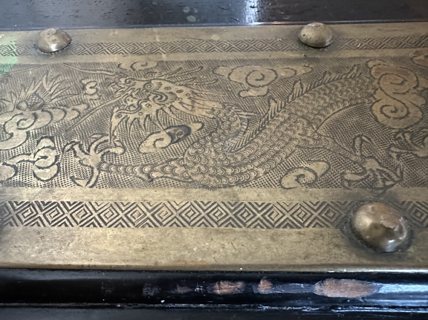 Vintage Solid Wooden Treasure Chest (with Dragon Design) - photo 3