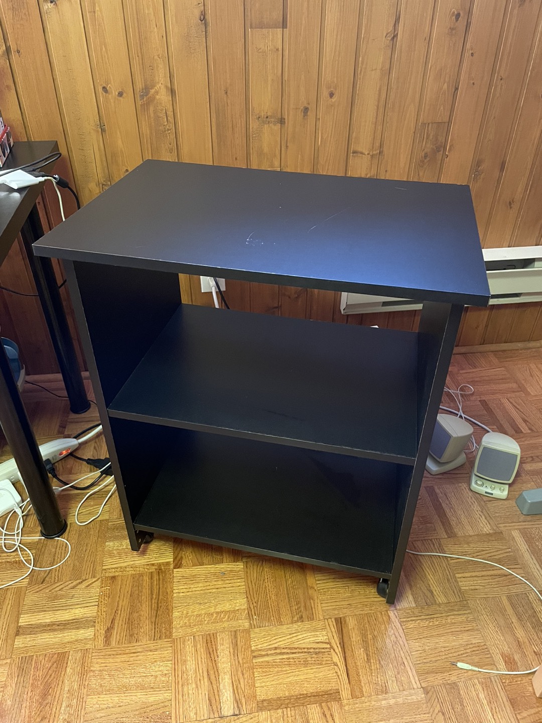 Small Black Shelf on Wheels