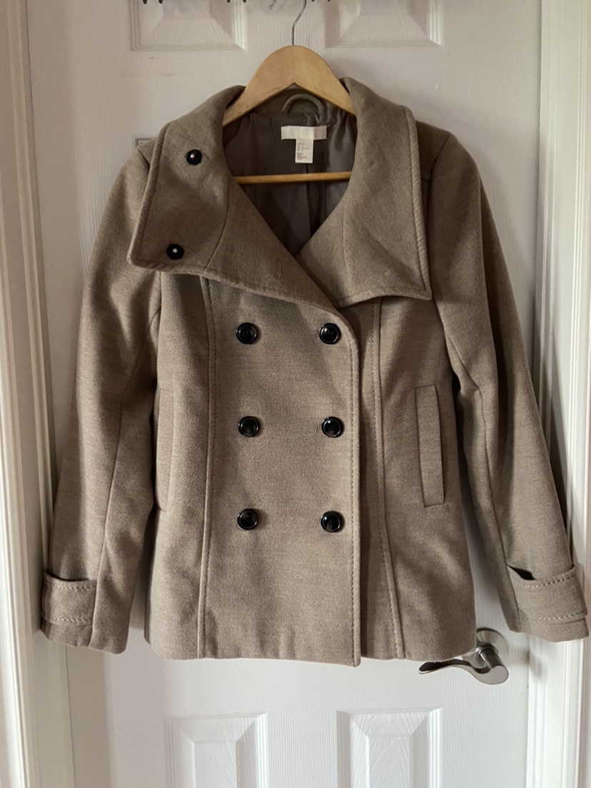 H&M Pea Coat Fall Winter  Beige/Cream Sz 6 - photo 2
