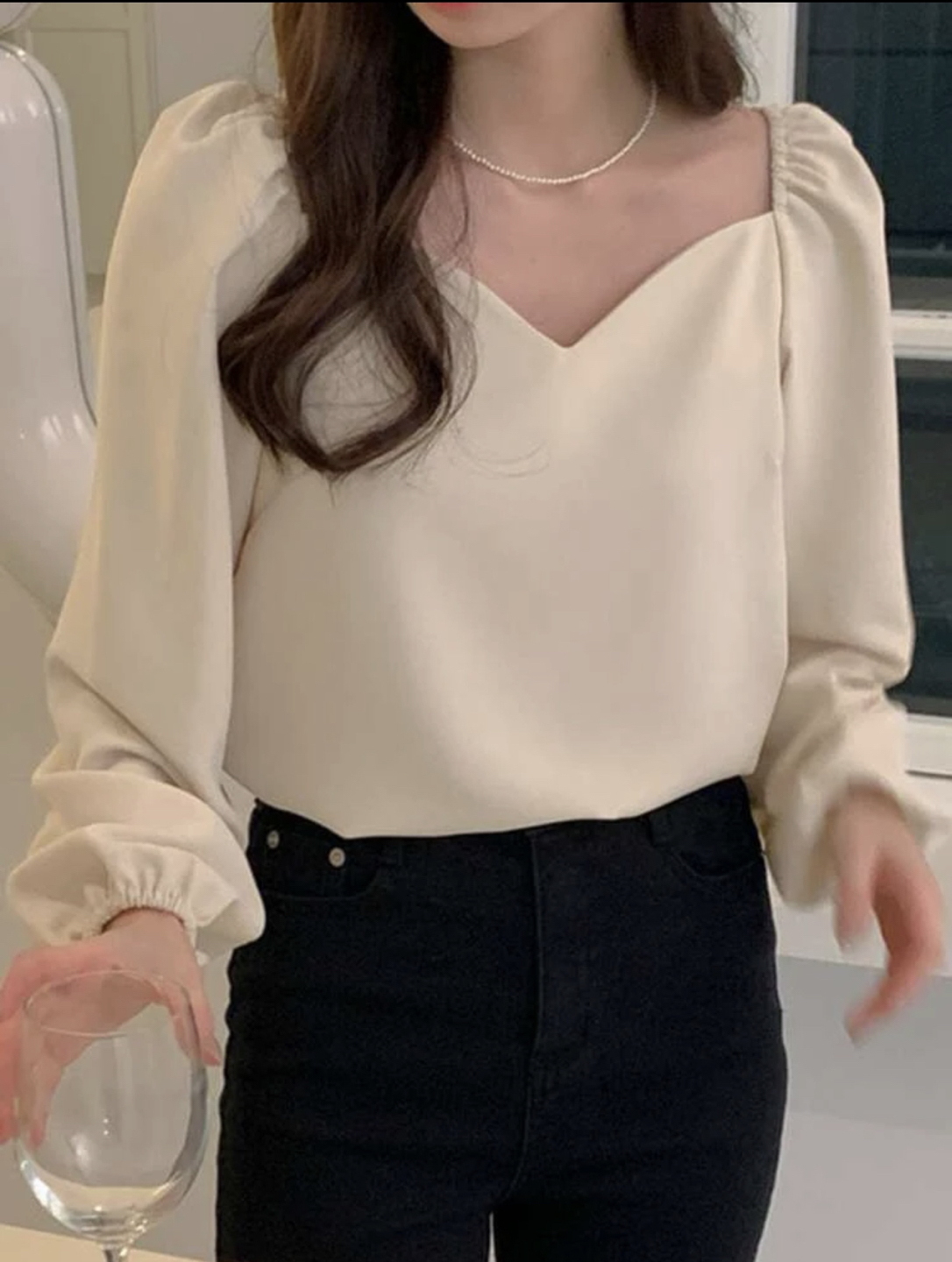 Heart shaped neck blouse thumbnail