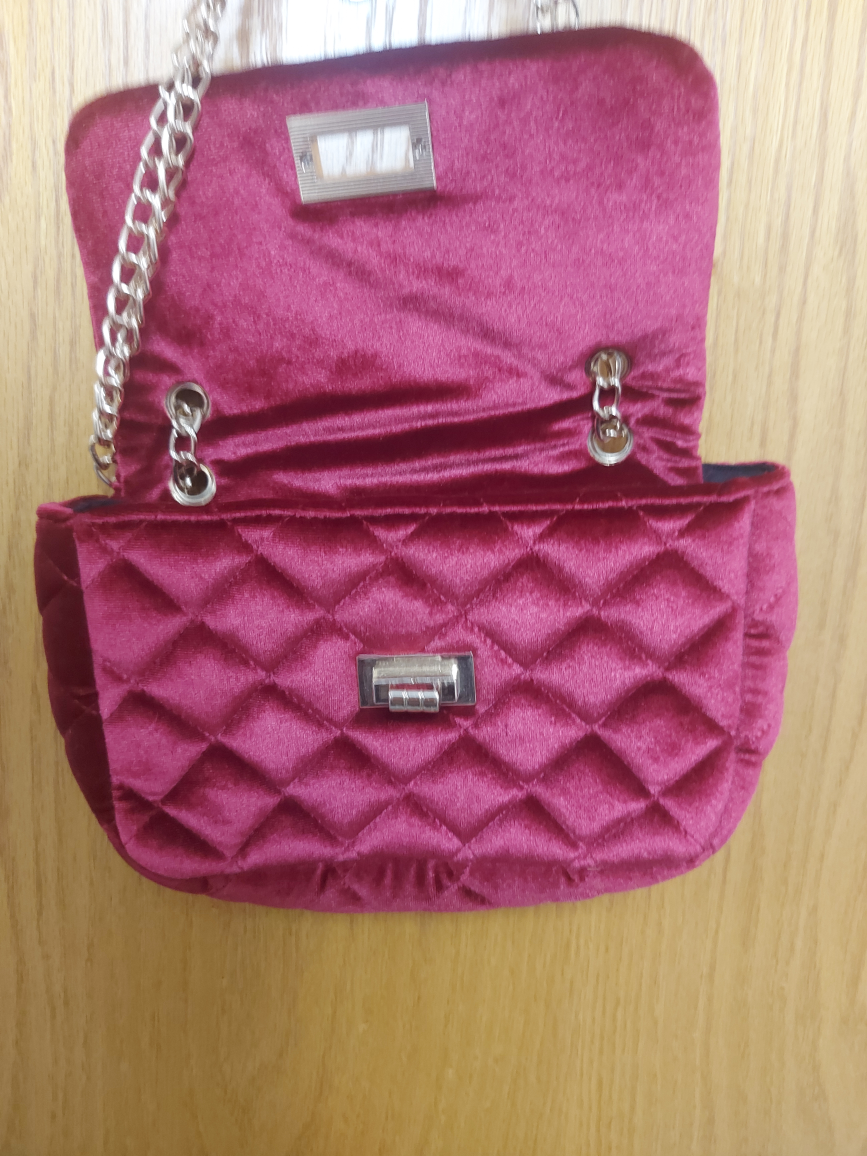 Small Forever 21 Crimson Velvetlike Crossbody/Shoulder Purse image indicator(4)