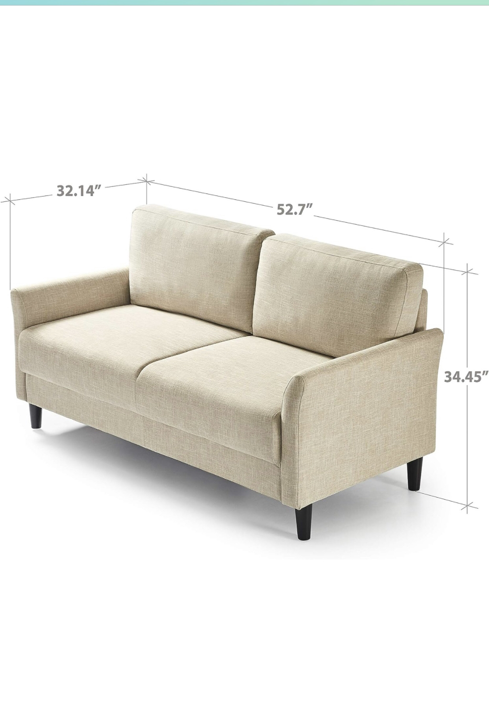 Zinus Beige Loveseat Sofa - photo 4