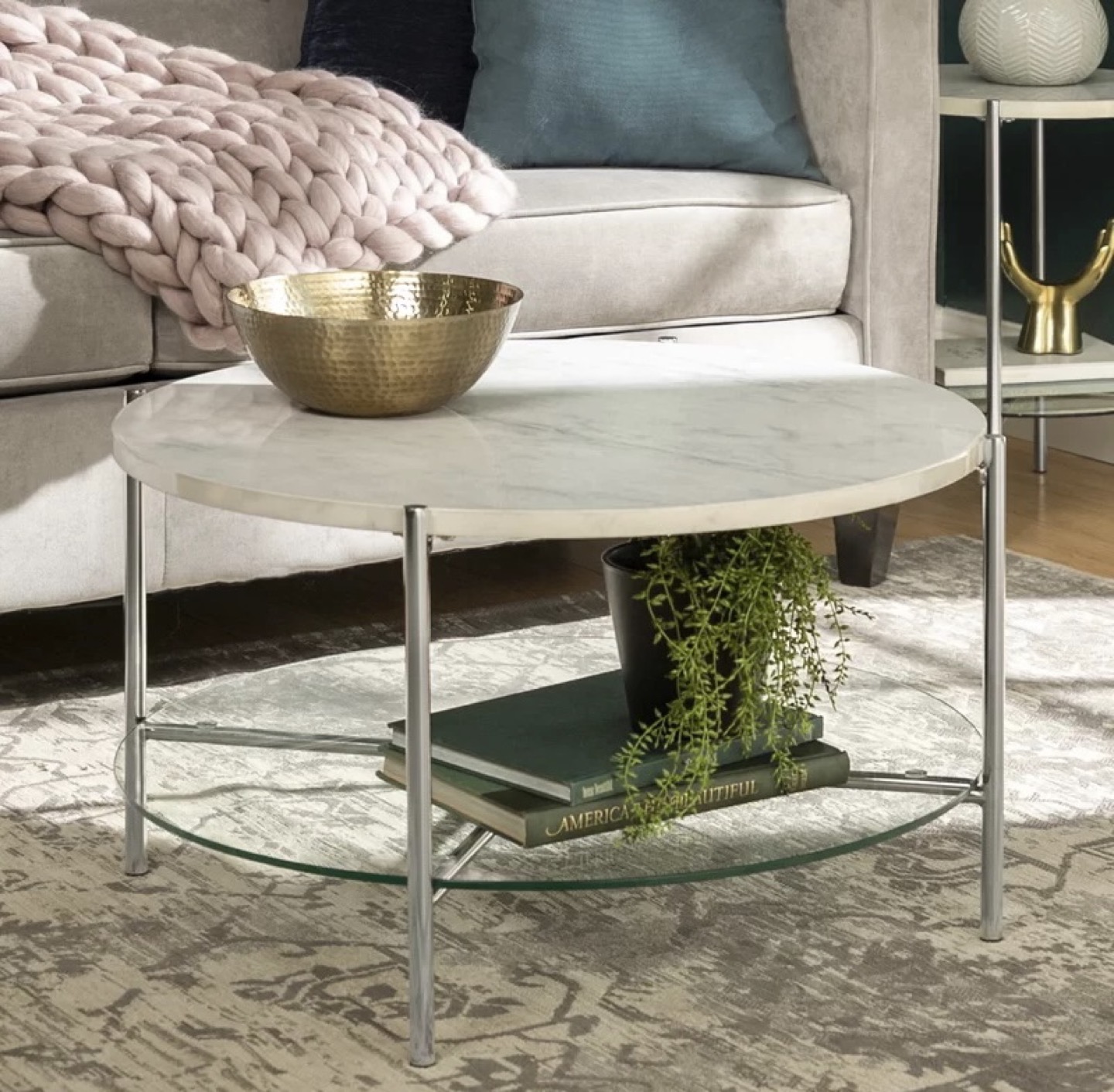 White Marble Coffee Table Round