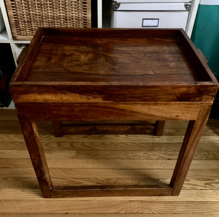 Solid wood side table with detachable tray thumbnail